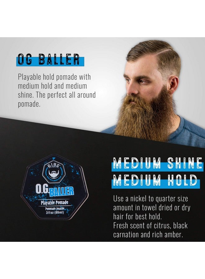 جيبس GIBS Grooming OG Baller Pomade - تثبيت مرن ولمعان متوسط - مع زيت الريحان المقدس والبانثينول للرجال، 3 أونصة - Image 2