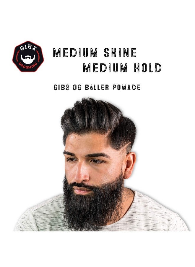 جيبس GIBS Grooming OG Baller Pomade - تثبيت مرن ولمعان متوسط - مع زيت الريحان المقدس والبانثينول للرجال، 3 أونصة - Image 3