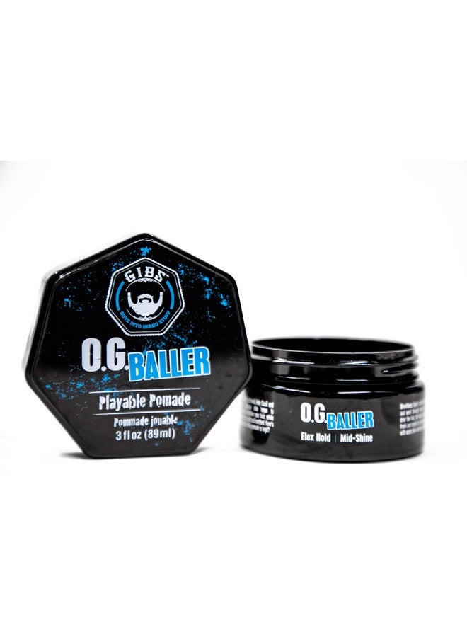 جيبس GIBS Grooming OG Baller Pomade - تثبيت مرن ولمعان متوسط - مع زيت الريحان المقدس والبانثينول للرجال، 3 أونصة - Image 1