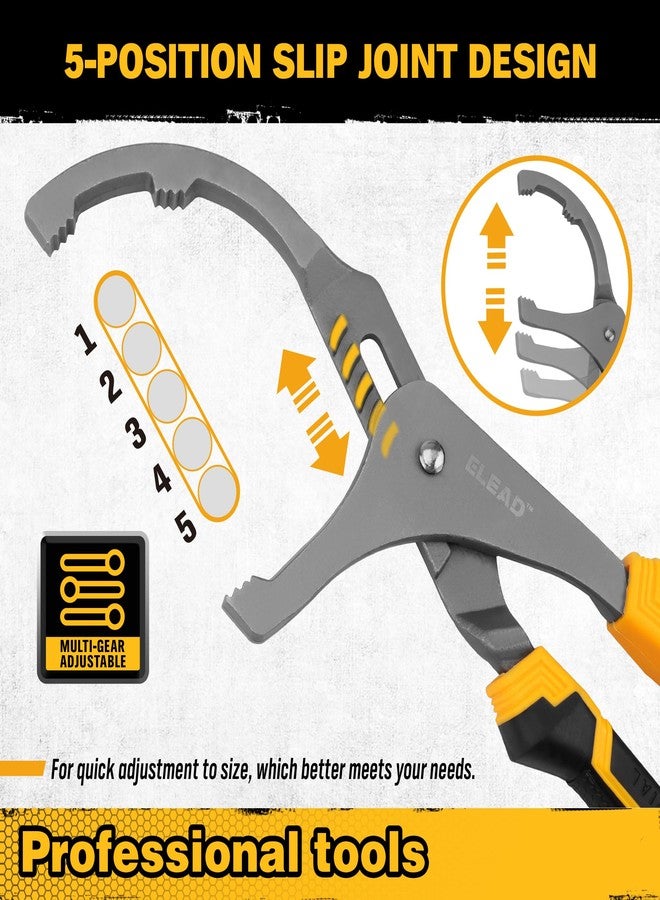 ELEAD Adjustable Oil Filter Wrench Set - 9" & 12" Pliers for Cars, Trucks, Motorcycles - Durable Carbon Steel, Ergonomic Grip, Easy Access Design - Image 3
