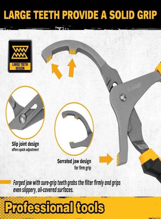 ELEAD Adjustable Oil Filter Wrench Set - 9" & 12" Pliers for Cars, Trucks, Motorcycles - Durable Carbon Steel, Ergonomic Grip, Easy Access Design - Image 4