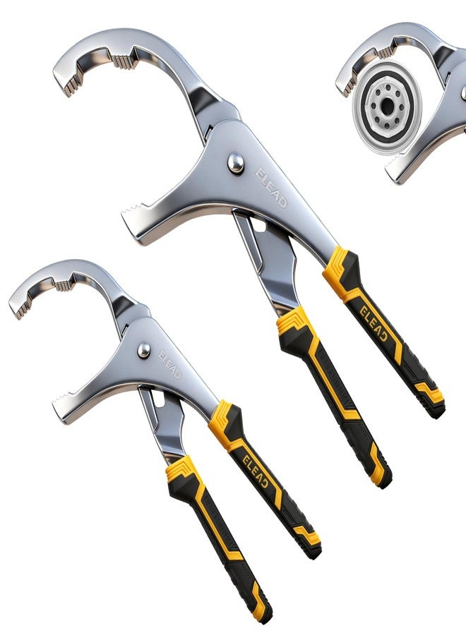 ELEAD Adjustable Oil Filter Wrench Set - 9" & 12" Pliers for Cars, Trucks, Motorcycles - Durable Carbon Steel, Ergonomic Grip, Easy Access Design - Image 1