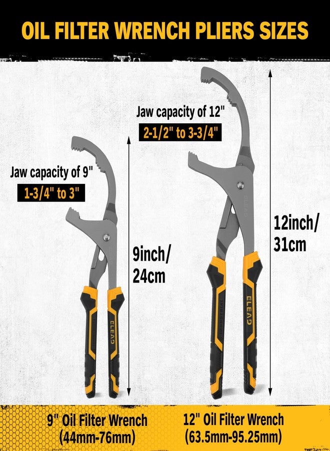ELEAD Adjustable Oil Filter Wrench Set - 9" & 12" Pliers for Cars, Trucks, Motorcycles - Durable Carbon Steel, Ergonomic Grip, Easy Access Design - Image 2
