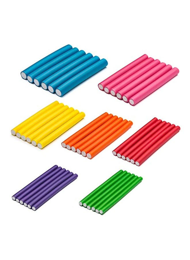 42 قطعة من قضبان مرنة لتجعيد الشعر أزرق/وردي/أصفر 7بوصة - Image 5