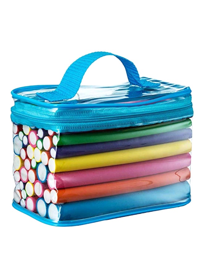 42 قطعة من قضبان مرنة لتجعيد الشعر أزرق/وردي/أصفر 7بوصة - Image 1