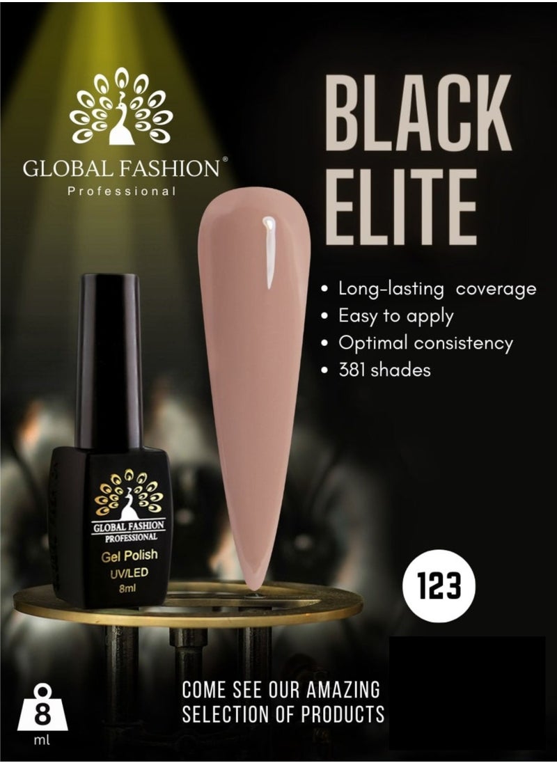 GLOBAL FASHION Global Fashion Black Elite Gel Polish | 132 Colors of Long-Lasting Elegance - 8ml | 123  - Image 2