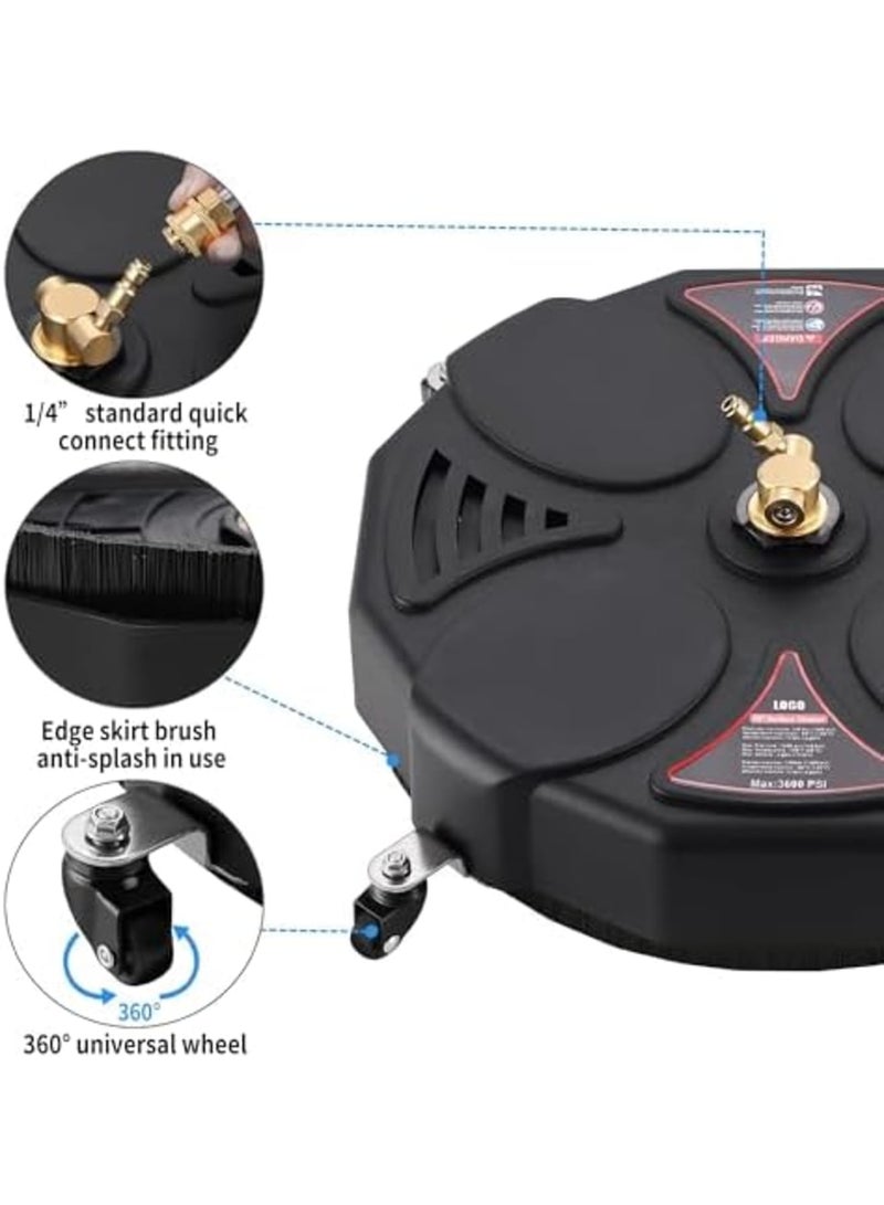 SYOSI 17" Pressure Washer Surface Cleaner, 3600 PSI Power Washer Driveway Attachment with 1/4" Quick-Connect, Includes 2 Extension Wands, Ideal for Cleaning Driveways, Sidewalks and Garden Surfaces - Image 5