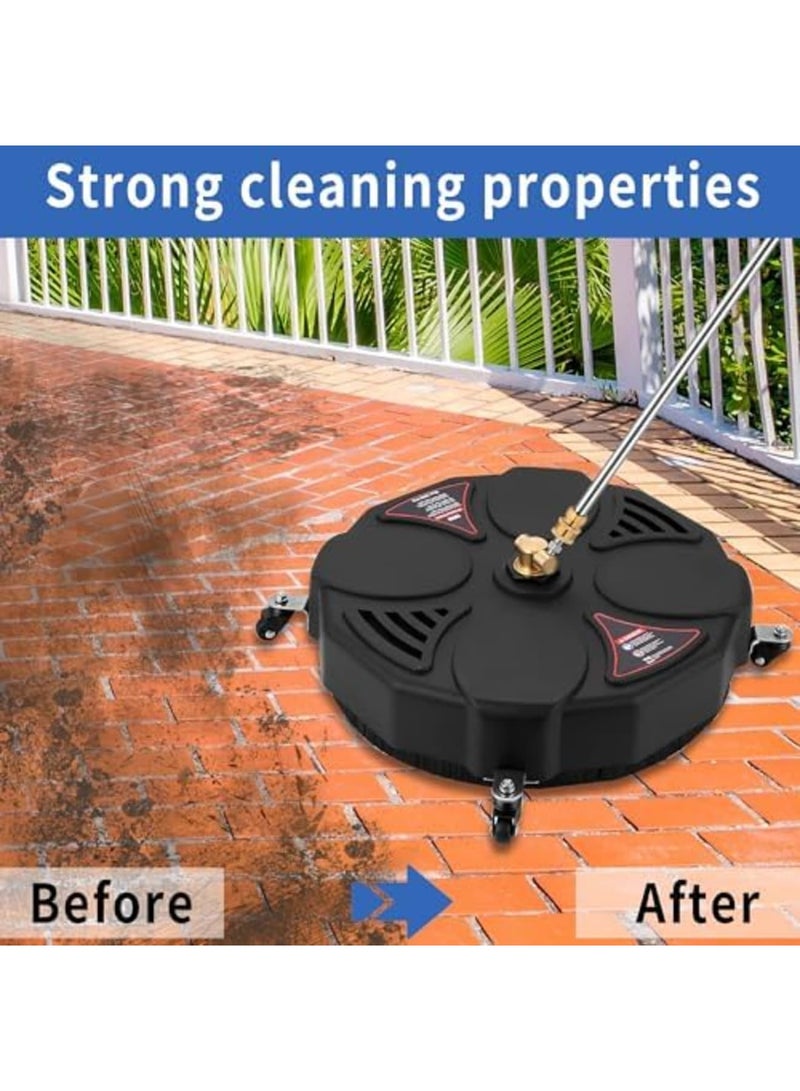 SYOSI 17" Pressure Washer Surface Cleaner, 3600 PSI Power Washer Driveway Attachment with 1/4" Quick-Connect, Includes 2 Extension Wands, Ideal for Cleaning Driveways, Sidewalks and Garden Surfaces - Image 2