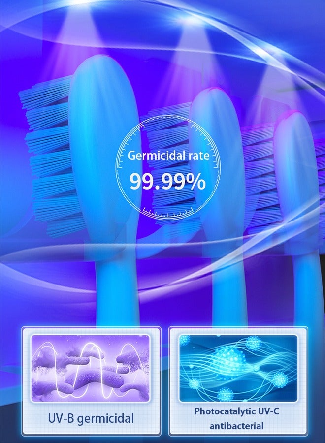 Toothbrush Holder Wall-mounted Adhesive Automatic Toothpaste Dispenser Space-saving Toothbrush Finisher with Dust Cover Cup and Drawer Cosmetics Finisher 4 Cups (no Need to Drill) - Image 3