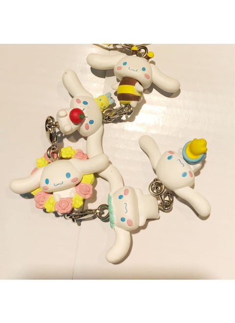 Jade Poodle Small White Holding Flower Bee Wreath Honeypot Shape 5 Pendant Bag Buckle Key Chain Pendant-Color:A Set Of Five Styles