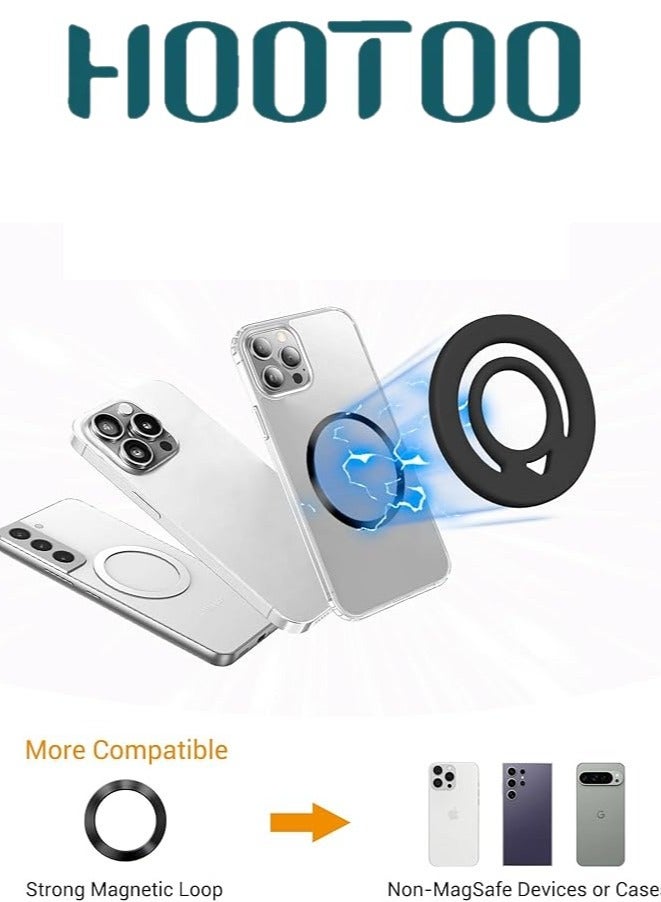 HooToo Strong MagSafe mobile holder phone grip. Flexible, easy-to-install silicone magnetic phone holder. Adhesive magnetic magsafe holder on both sides. phone ring holder compatible with iPhone, Samsung, and other phones.  - Image 4