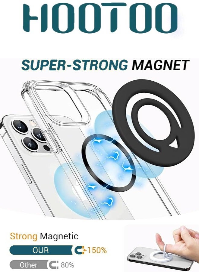 HooToo Strong MagSafe mobile holder phone grip. Flexible, easy-to-install silicone magnetic phone holder. Adhesive magnetic magsafe holder on both sides. phone ring holder compatible with iPhone, Samsung, and other phones.  - Image 3