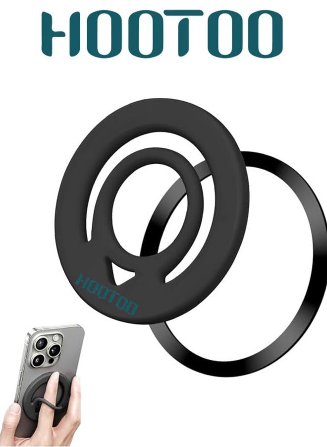HooToo Strong MagSafe mobile holder phone grip. Flexible, easy-to-install silicone magnetic phone holder. Adhesive magnetic magsafe holder on both sides. phone ring holder compatible with iPhone, Samsung, and other phones.  - Image 2
