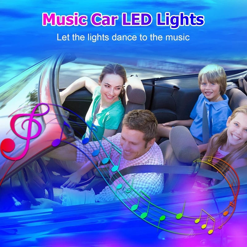 Car Interior LED Light Strip Kit, Music Sync RGB Ambient Lighting, App Control with Voice Activation, Dashboard and Door Illumination 18Pcs - Image 1