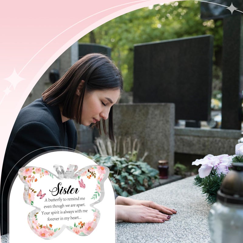 Hakumata Sympathy for Loss of Sister, Thinking of Sister Memorial Condolence Gifts Butterfly Acrylic Table Decor Bereavement Remembrance Gifts for Loss of Loved One for Table Centerpieces Remembrance - Image 5