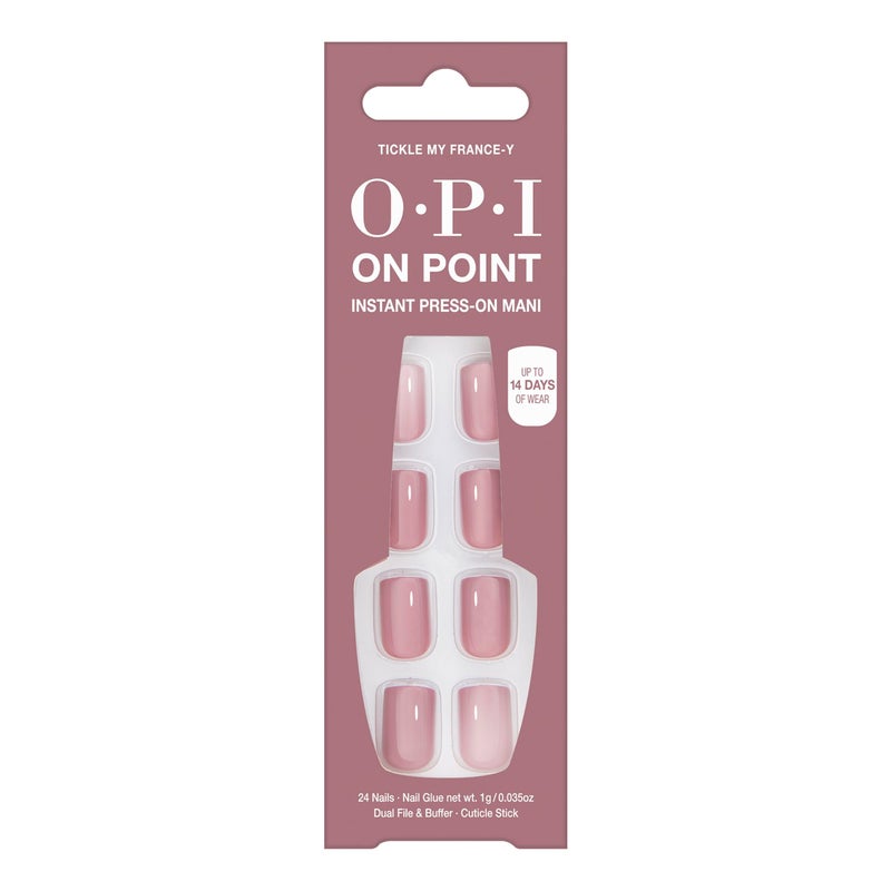 OPI On Point Tickle My France-y | Short Round Mauve Nude Neutral Press On Nails | With Nail Glue | Long Lasting, Reusable, Non-damaging - Image 1
