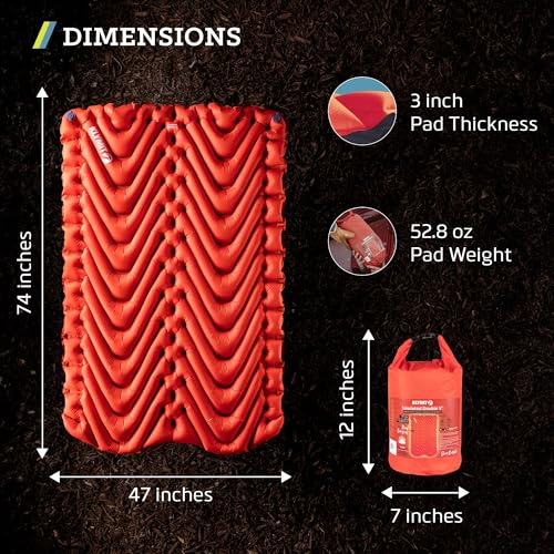 KLYMIT Insulated Double V Inflatable Sleeping Pad | Thick, Lightweight, Easy to Inflate, Foldable Air Bed for Camping & Backpacking - Image 3