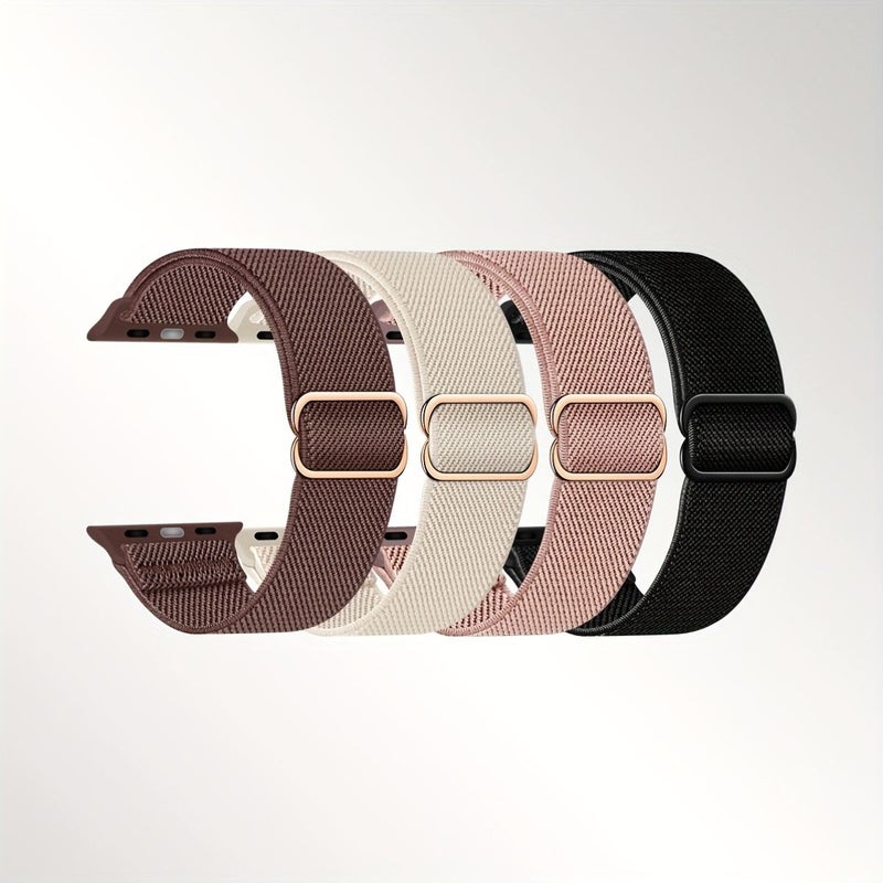 Set Of 4 Elastic Nylon Watch Bands Mixed Color 42mm 44mm 49mm - Image 1