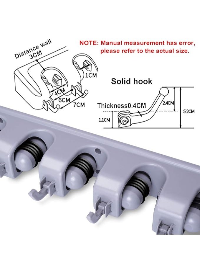 حامل مكنسة معلق على الحائط منظم مكنسة حامل ممسحة أدوات حديقة تخزين وترتيب مع خطاطيف قوية - Image 3