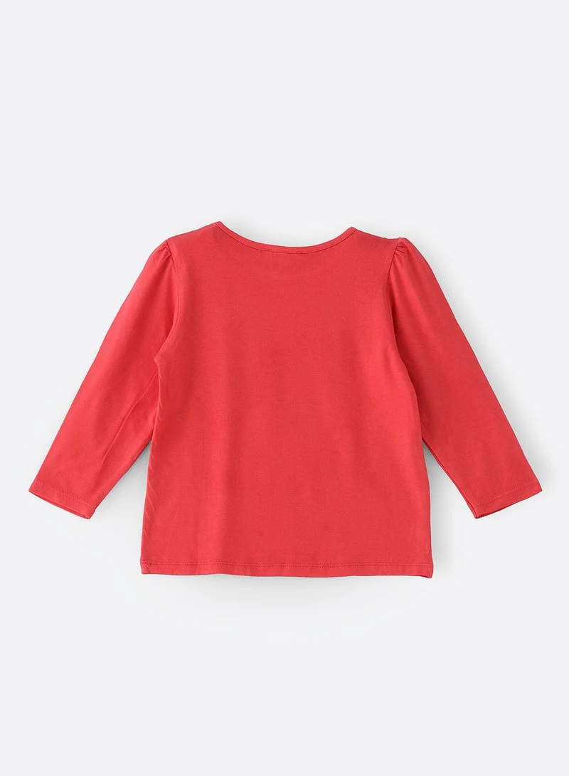 جيلين تيشيرت محبوك بطبعة أمامية