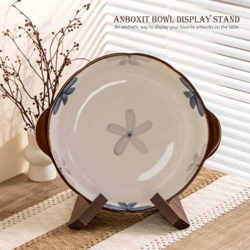ANBOXIT Bowl Stands for Display, 6.5 Inch Plate Holder, Wooden Easel Frame Holder, Display Stand for Large Deep Platters and Dishes, 6.5" H x 9" W x 7.9" D (For Bowls under 5" in Depth) - Image 2