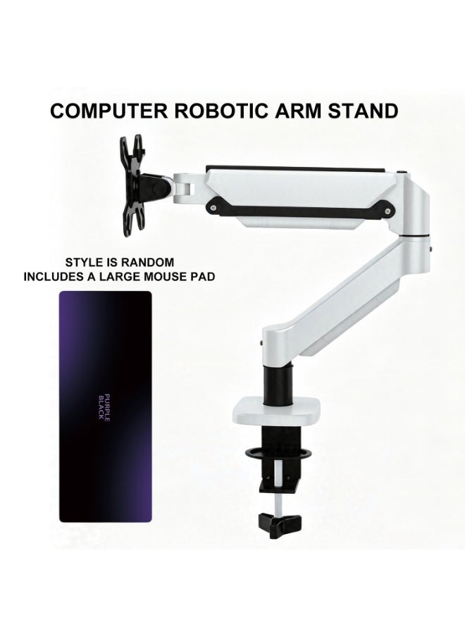 Full Motion Single Monitor Arm Stand, Gas Spring Monitor Arm for 17-32 inch Flat/Curved/Ultrawide Monitor with C-clamp and Grommet,With mouse pad - Image 1