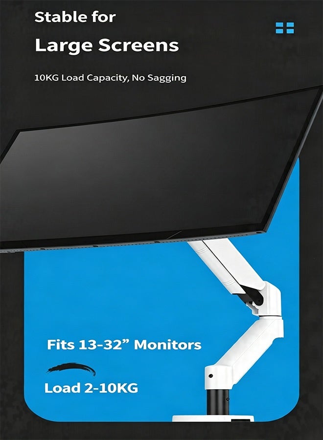 Full Motion Single Monitor Arm Stand, Gas Spring Monitor Arm for 17-32 inch Flat/Curved/Ultrawide Monitor with C-clamp and Grommet,With mouse pad - Image 3
