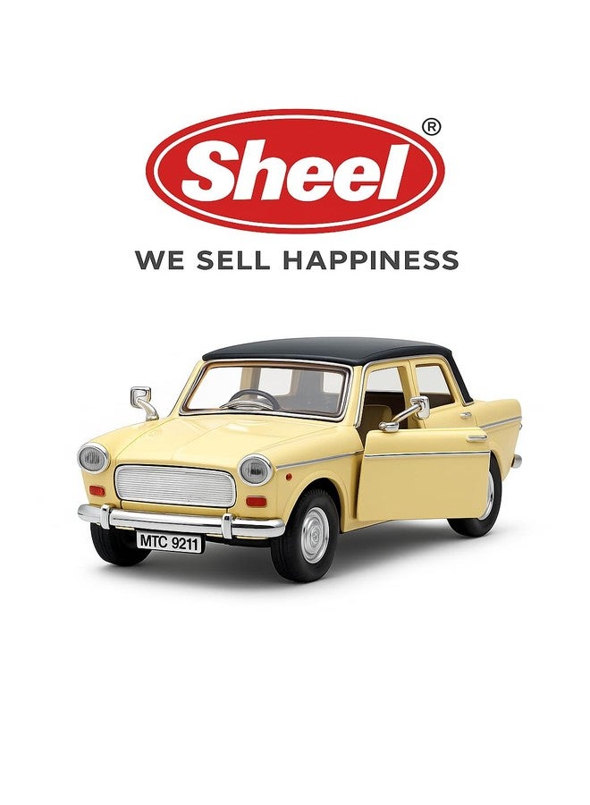 Sheel® Fiat Queen 70s Toy Car - Pull Back Action Model with Opening Doors | Made in India Vintage Collectible Car for Kids & Adults - 12cm (Badami) - Image 4