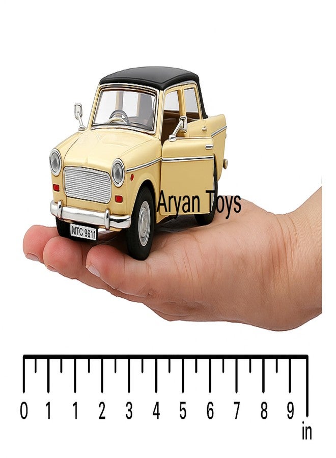 Sheel® Fiat Queen 70s Toy Car - Pull Back Action Model with Opening Doors | Made in India Vintage Collectible Car for Kids & Adults - 12cm (Badami) - Image 2