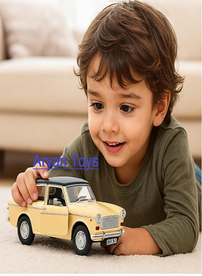Sheel® Fiat Queen 70s Toy Car - Pull Back Action Model with Opening Doors | Made in India Vintage Collectible Car for Kids & Adults - 12cm (Badami) - Image 3