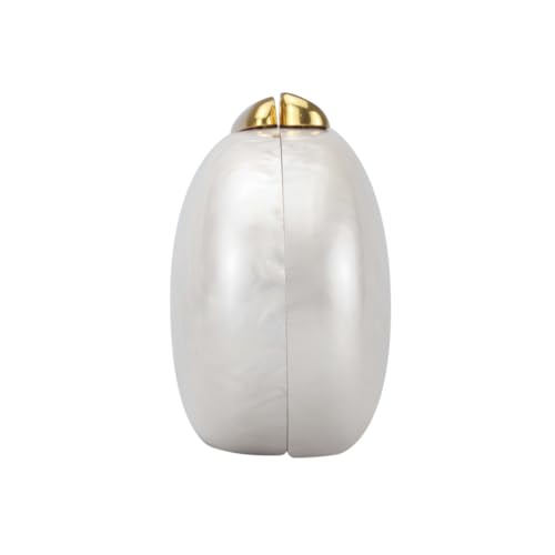 DEBIMY Shell Acrylic Evening Clutch Purse for Women Egg Shape Acrylic Handbags Oval Wedding Party Shoulder Crossbody Bag White Beige - Image 3