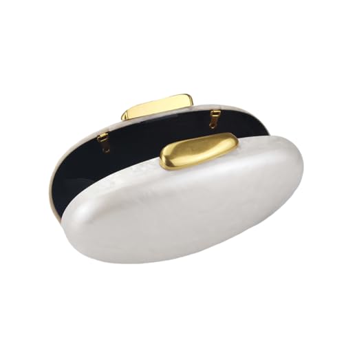 DEBIMY Shell Acrylic Evening Clutch Purse for Women Egg Shape Acrylic Handbags Oval Wedding Party Shoulder Crossbody Bag White Beige - Image 5