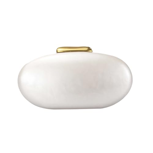 DEBIMY Shell Acrylic Evening Clutch Purse for Women Egg Shape Acrylic Handbags Oval Wedding Party Shoulder Crossbody Bag White Beige - Image 1