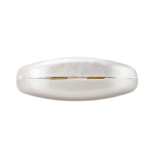 DEBIMY Shell Acrylic Evening Clutch Purse for Women Egg Shape Acrylic Handbags Oval Wedding Party Shoulder Crossbody Bag White Beige - Image 4