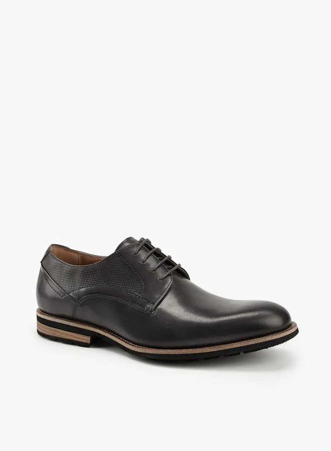 دوتشيني Men's Textured Lace-Up Derby Shoes
