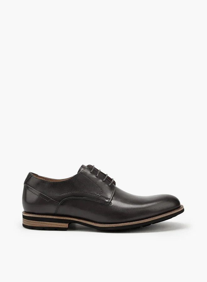 دوتشيني Men's Textured Lace-Up Derby Shoes