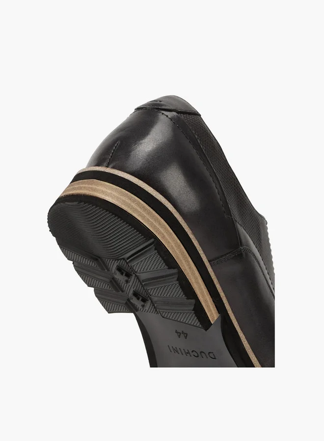 دوتشيني Men's Textured Lace-Up Derby Shoes