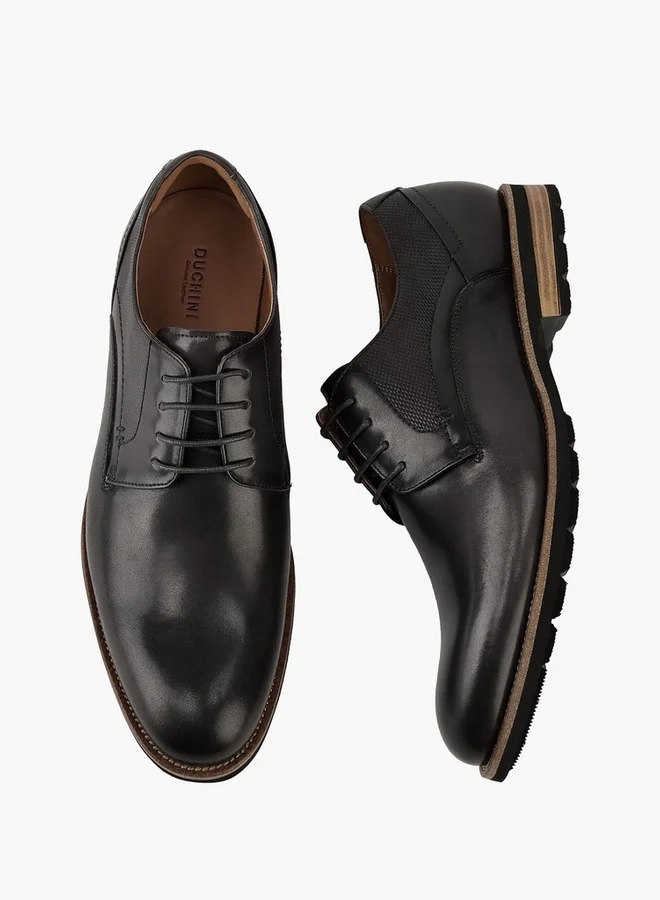 دوتشيني Men's Textured Lace-Up Derby Shoes