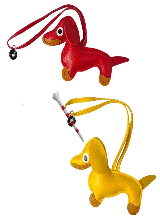 nsgglecher 2PCS Golf Tee Leash and Anchor, Dachshund Golf Tee Leash Set, Prevent Tee Loss, Fun Golf Accessory Gift for Dog Lovers, Red & Yellow - Image 1
