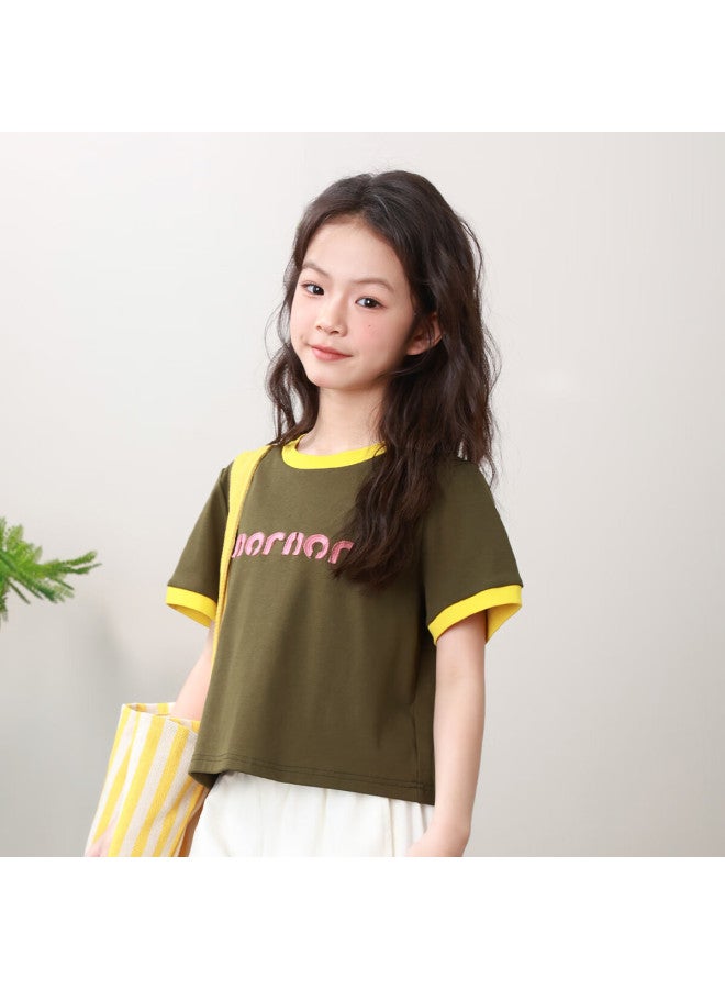 Luson Chen Da Zhu Children's Clothing, Girls' Short-sleeve T-shirt, Kids' Summer Top, New Style, Trendy Girls' Half-sleeve - Image 1