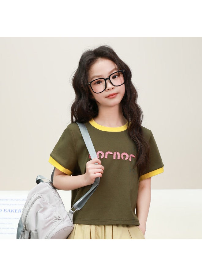 Luson Chen Da Zhu Children's Clothing, Girls' Short-sleeve T-shirt, Kids' Summer Top, New Style, Trendy Girls' Half-sleeve - Image 3