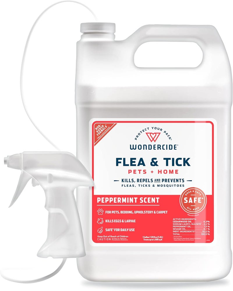 wondercide - Flea, Tick & Mosquito Spray for Dogs, Cats, and Home - Flea and Tick Killer, Control, Prevention, Treatment - with Natural Essential Oils - Pet and Family Safe - Peppermint 128 oz - Image 1