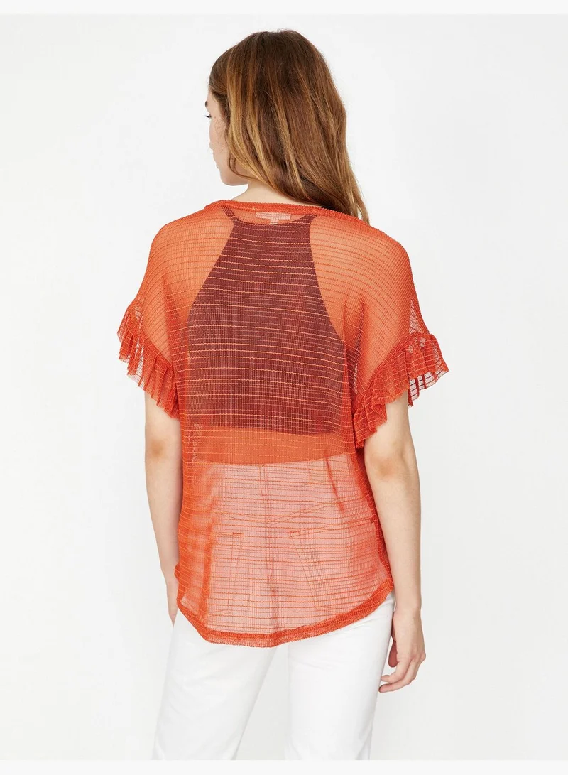 كوتون Frill Detailed T-Shirt