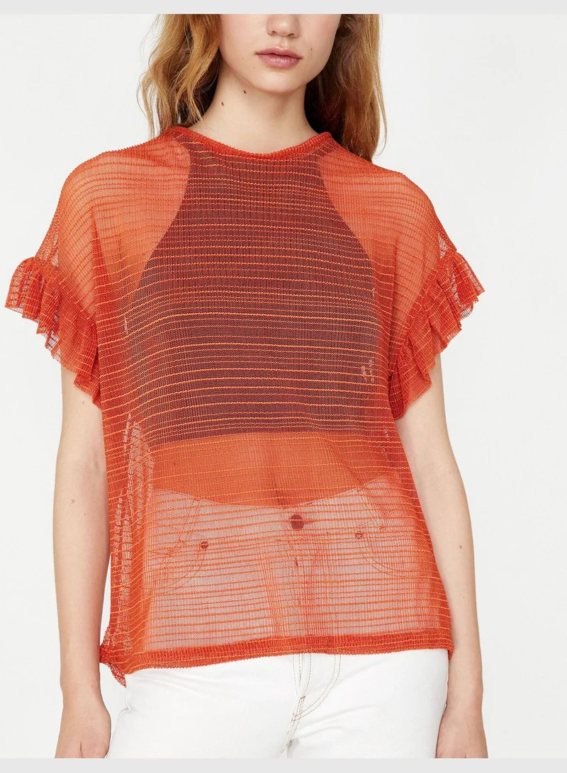 كوتون Frill Detailed T-Shirt