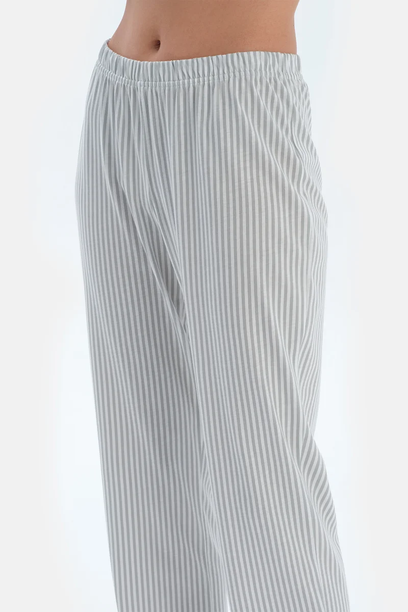 dagi Striped Shirt & Trousers Pajama Set Spread Collar Cotton Blend Mid Rise Regular/Classic Fit Sleepwear