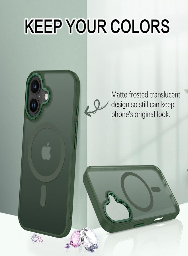 بنتوبين جراب مغناطيسي من بينتوبين لهاتف آيفون 16 [متوافق مع ماج سيف] جراب هاتف شفاف غير لامع لهاتف آيفون 16، نحيف، مقاوم للصدمات، مناسب للنساء والرجال والفتيات والفتيان، غطاء حماية لهاتف آيفون 16 مقاس 6.1 بوصة، أخضر غابي - Image 3