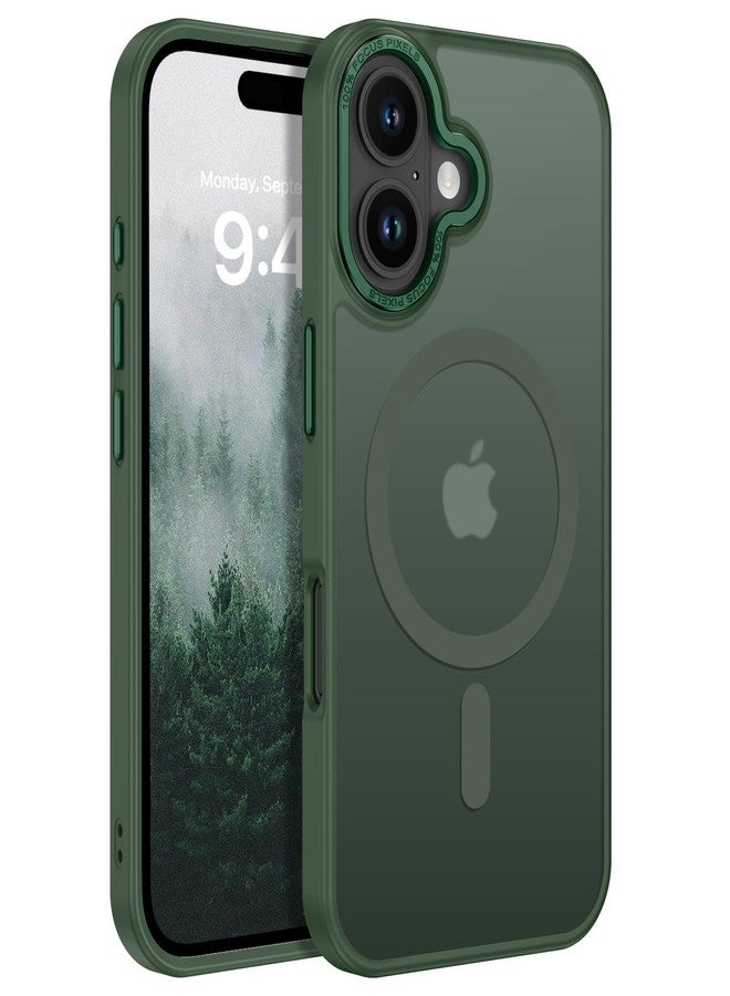 بنتوبين جراب مغناطيسي من بينتوبين لهاتف آيفون 16 [متوافق مع ماج سيف] جراب هاتف شفاف غير لامع لهاتف آيفون 16، نحيف، مقاوم للصدمات، مناسب للنساء والرجال والفتيات والفتيان، غطاء حماية لهاتف آيفون 16 مقاس 6.1 بوصة، أخضر غابي - Image 1