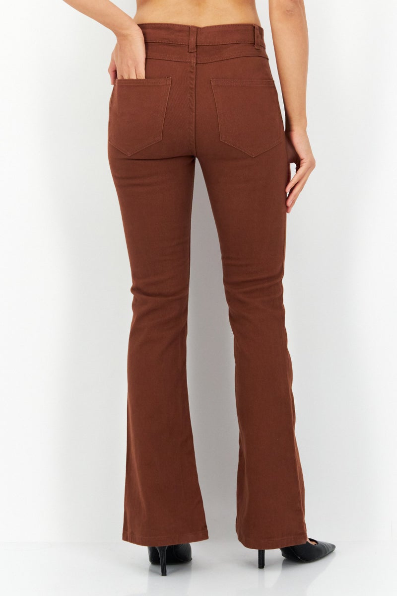 Don't Call Me Jennyfer Women Regular Fit Solid Stretchable Wide Leg Denim Jeans, Light Brown - Image 2
