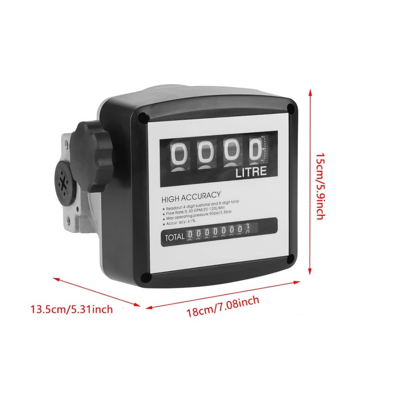 woobles Fuel Flow Meter, 1 Inch 4 Digital Diesel Gas Fuel Oil Flow Meter Counter Gauge for Measure Diesel Kerosene Gasoline, 1% High Accuracy- - Image 5