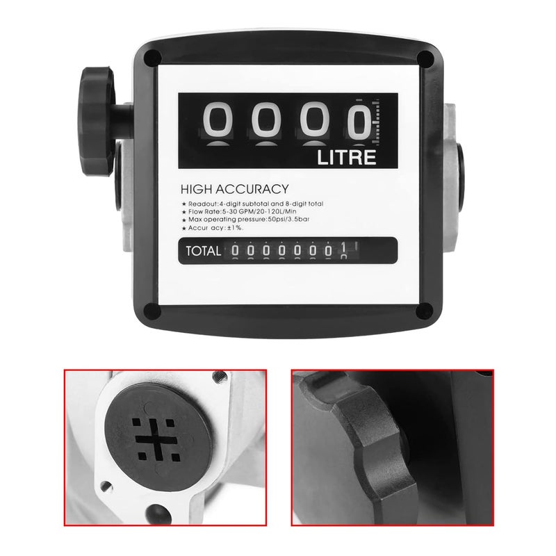 woobles Fuel Flow Meter, 1 Inch 4 Digital Diesel Gas Fuel Oil Flow Meter Counter Gauge for Measure Diesel Kerosene Gasoline, 1% High Accuracy- - Image 3